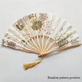 Chinese Ink Painting Folding Fan – Bamboo Cloth Fan with Tassel Decorative Folding Fan SPOT yellow