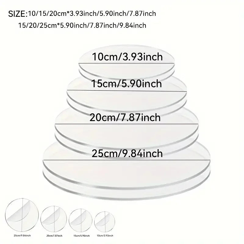 Clear Acrylic Round Cake Boards Set – Ganaching & Trimming Discs Cake Decorating Boards SPOT