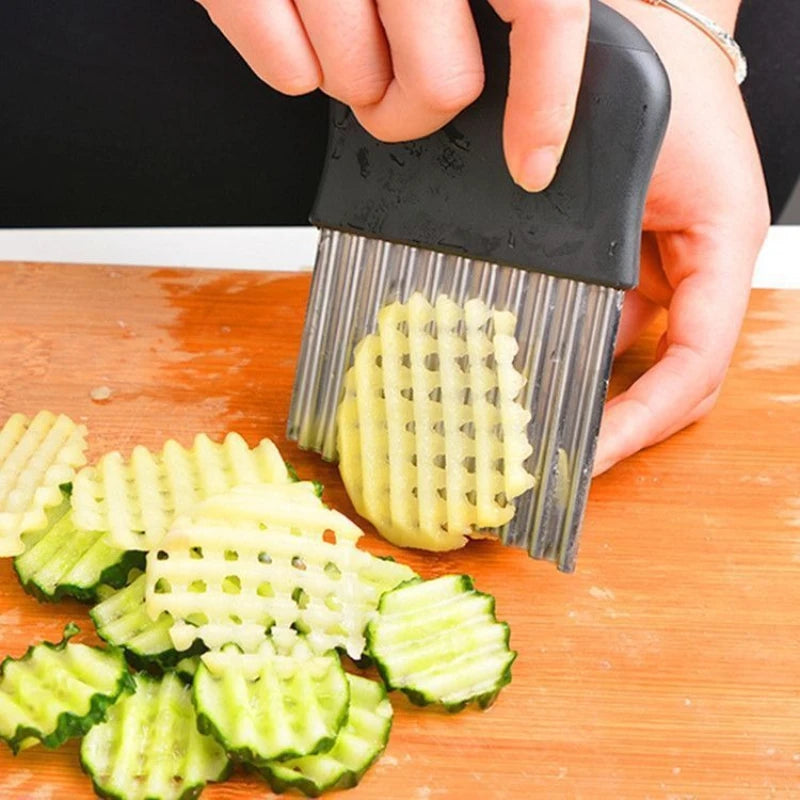 Stainless Steel Crinkle Wave Cutter – Wavy Potato & Veggie Slicer Vegetable Wave Slicer SPOT