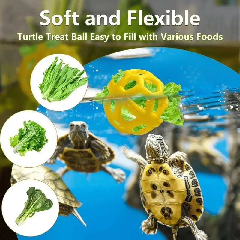 Turtle Shell Scrubber Brush & Feeding Ball – Suction Cup Reptile Tank Accessory SPOT