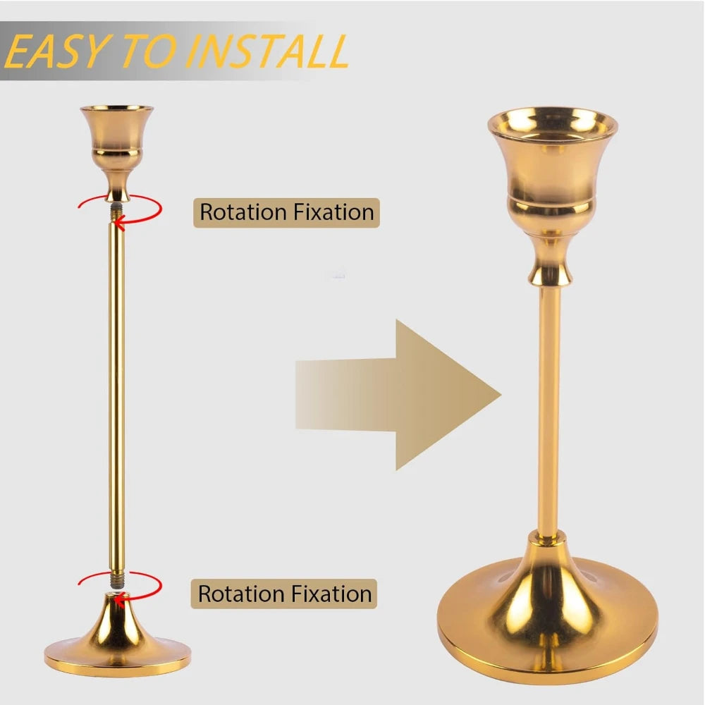 Set of 3 Vintage Metal Trumpet Candlestick Holders | Nordic Style Candle Holder Set SPOT