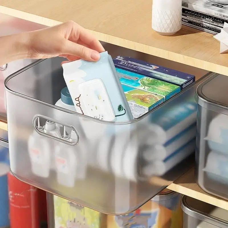 Frosted Plastic Desktop Storage Box – Stackable Organizer Plastic Storage Box SPOT