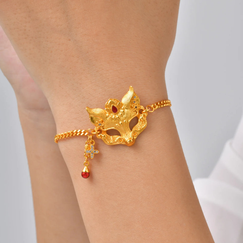 Golden Fox Mask Charm Bracelet – Fantasy Cosplay Fashion Charm Bracelet SPOT Default Title