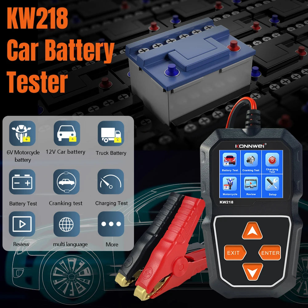 KONNWEI KW218 12V Car & Motorcycle Battery Tester Analyzer Battery Tester Analyzer SPOT