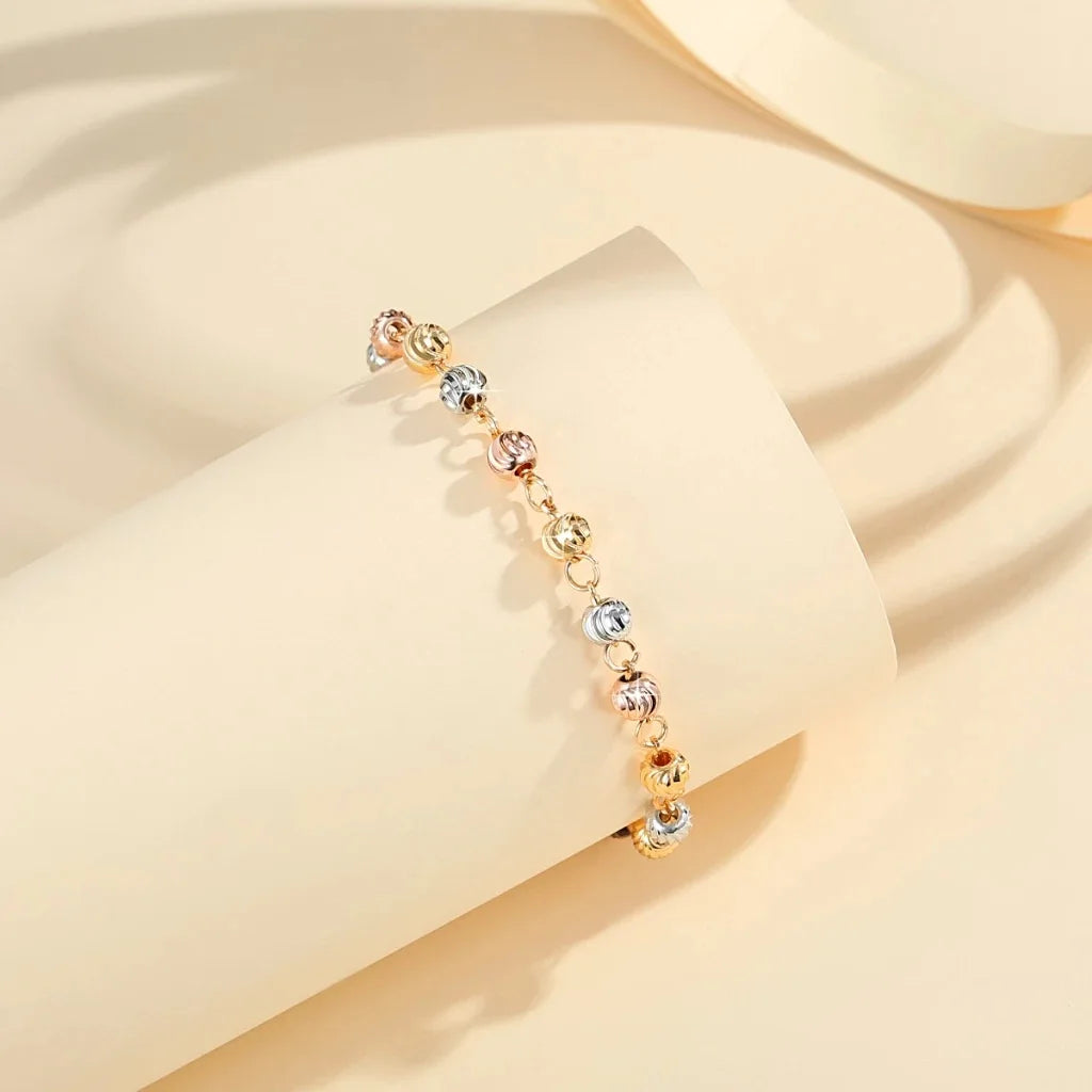 Tri-Color 18K Gold Plated Beaded Bracelet for Women Beaded Bracelet SPOT