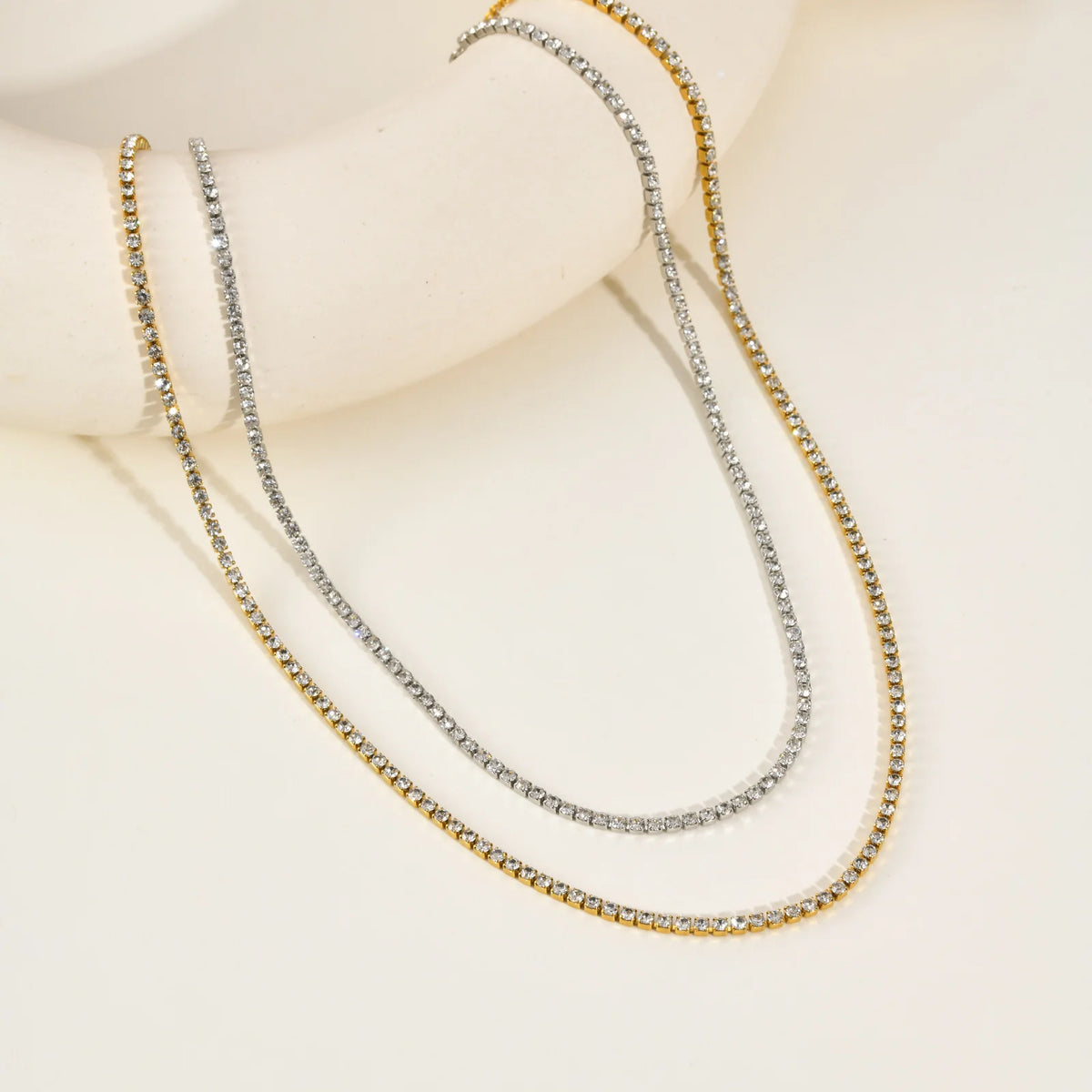 Stainless Steel CZ Tennis Necklace – 2mm Cubic Zirconia Choker Tennis Choker Necklace SPOT