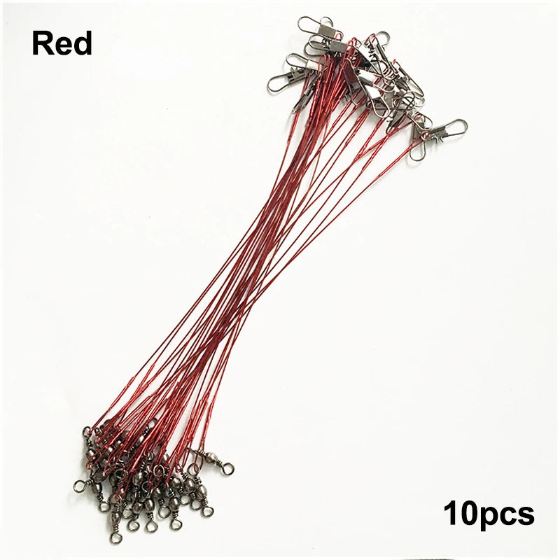 10-Pack 125LB Fishing Leader Wire 15cm | Swivels & Snaps Fishing Leader Wire SPOT Red 10pcs
