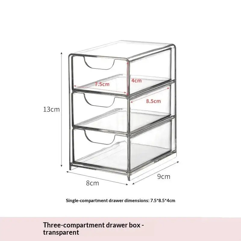 3-Tier Clear Acrylic Drawer Organizer | Desktop Storage Box Acrylic Drawer Organizer SPOT A1