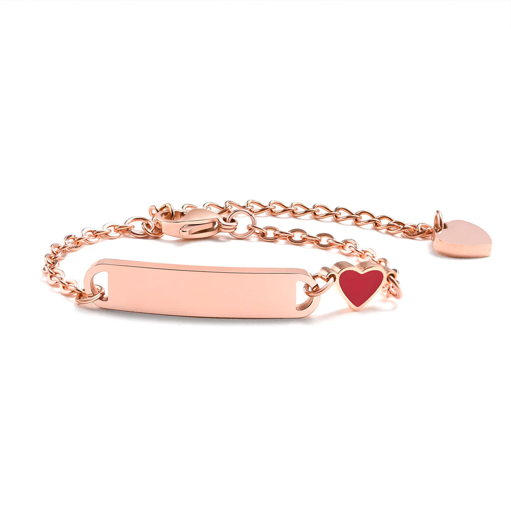 Personalized Heart Bracelet – Engraved Name & Date, Stainless Steel Personalized Bracelet SPOT rose gold