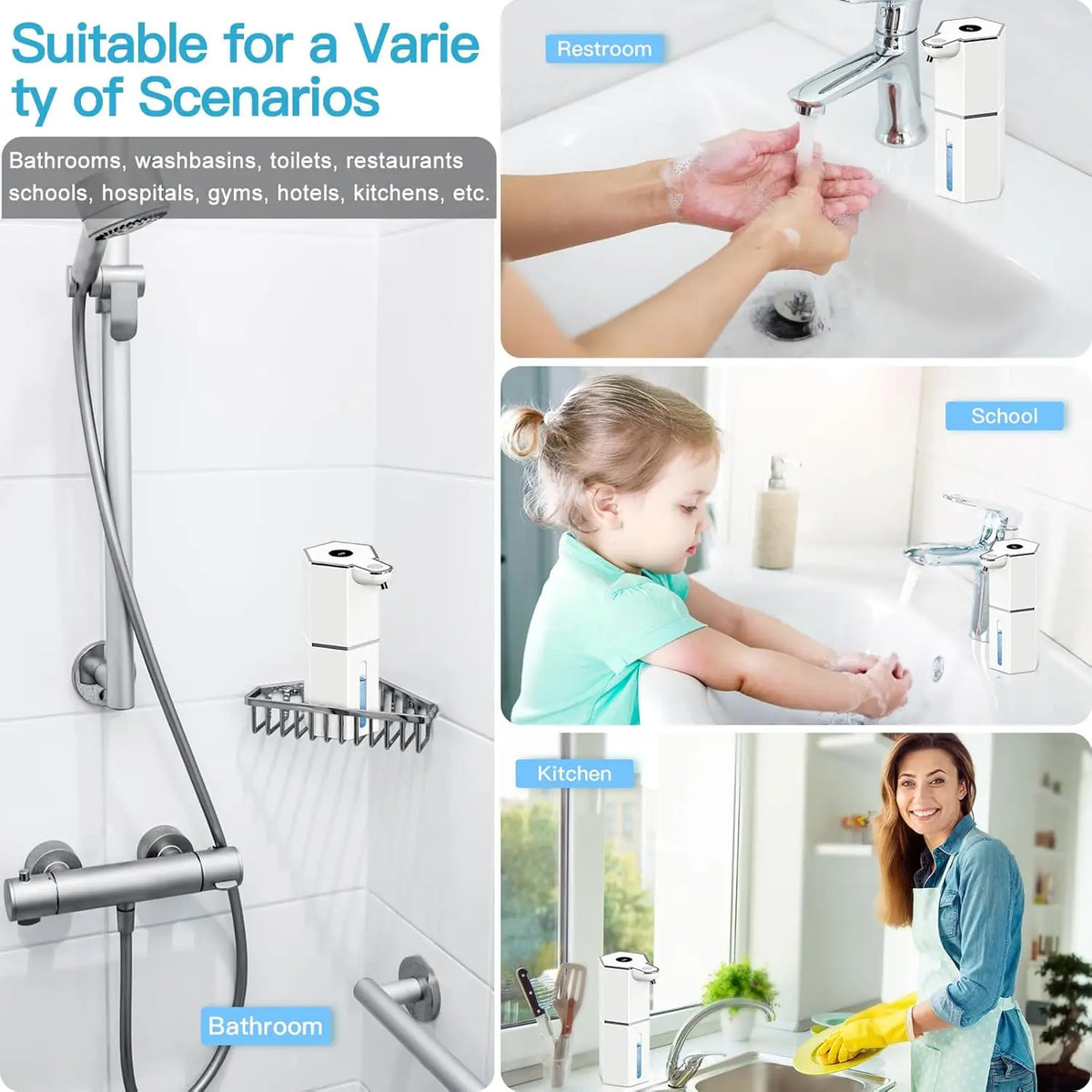 Touchless Foaming Soap Dispenser Wall Mount USB 360ml Automatic Soap Dispenser SPOT