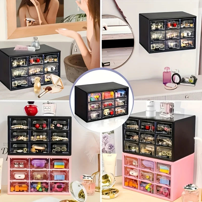 Dustproof Multi-Grid Desktop Drawer Organizer – Black Desktop Drawer Organizer SPOT