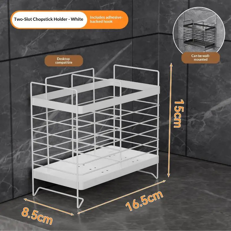 Wall Mounted Utensil Holder – No-Drill Stainless Steel Organizer Utensil Holder SPOT A2