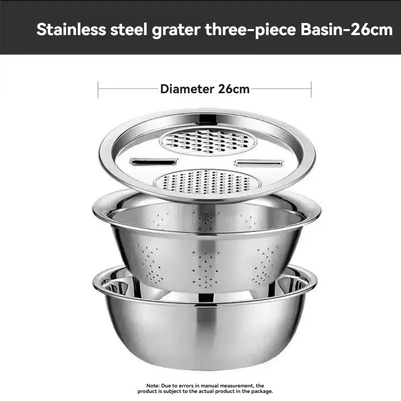 3-Piece Vegetable Slicer Set with Washing Basin & Drain Basket Vegetable Slicer Set SPOT