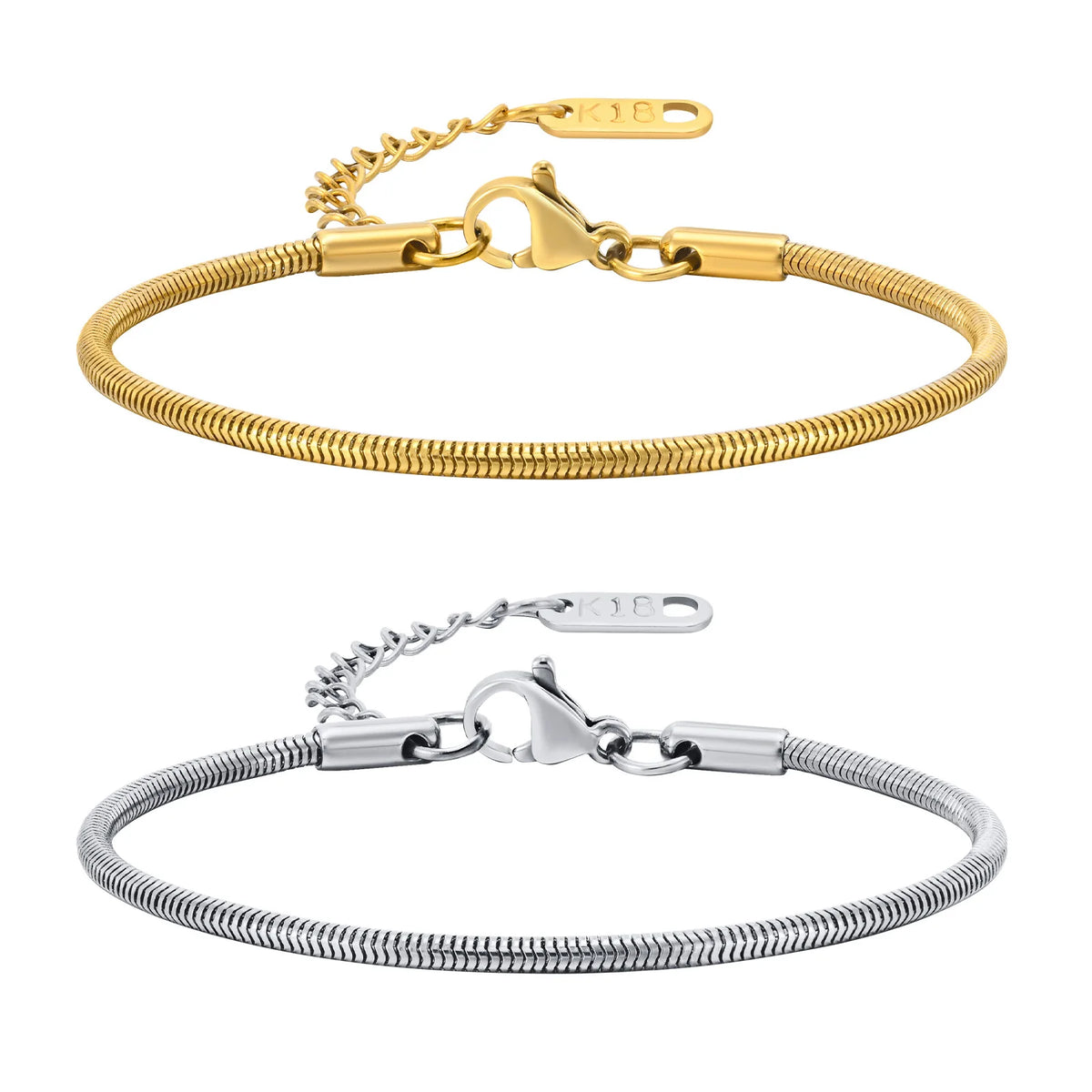 Women's Snake & Herringbone Chain Bracelet – 18K Gold Plated Chain Link Bracelet SPOT