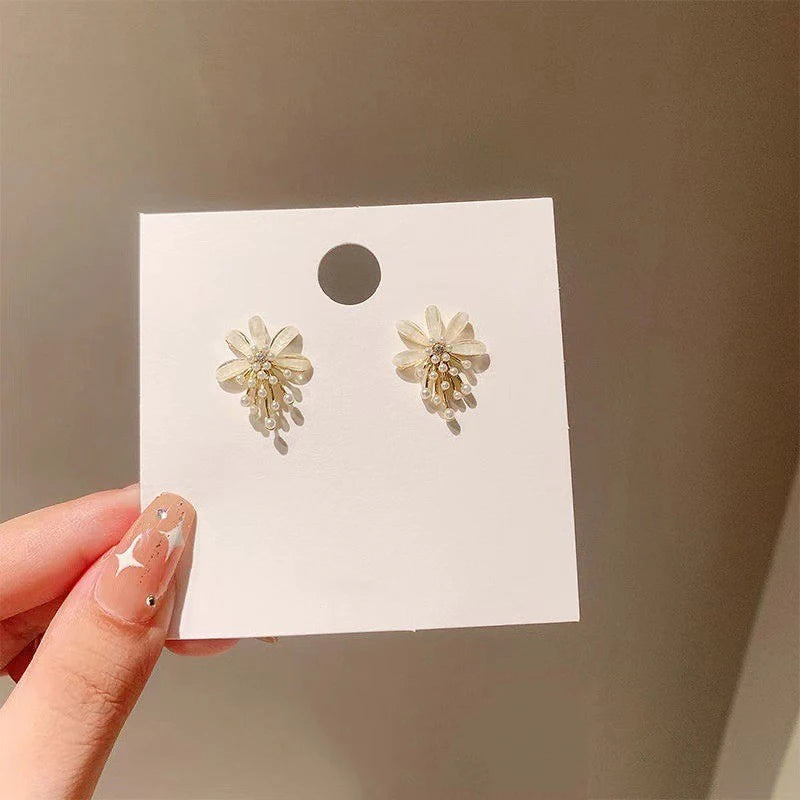 Flower Pearl Tassel Drop Earrings – Wedding & Party Jewelry Drop Earrings SPOT