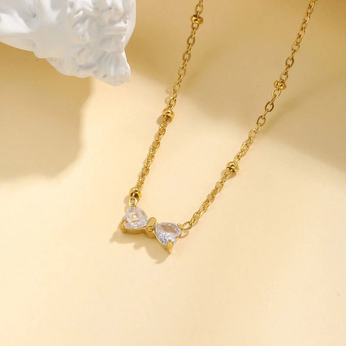 Cubic Zirconia Heart Pendant Necklace – Boho Gold CZ Pendant Necklace SPOT