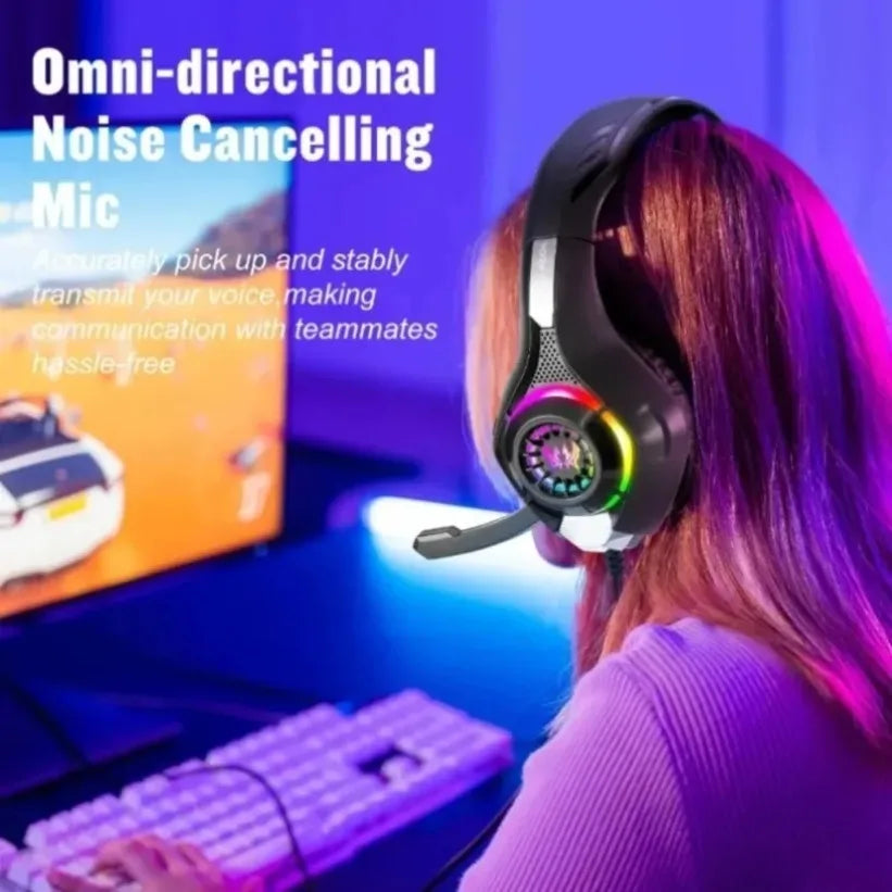 VIKEFON RGB Gaming Headset with Mic – Over-Ear, 3.5mm Gaming Headset SPOT