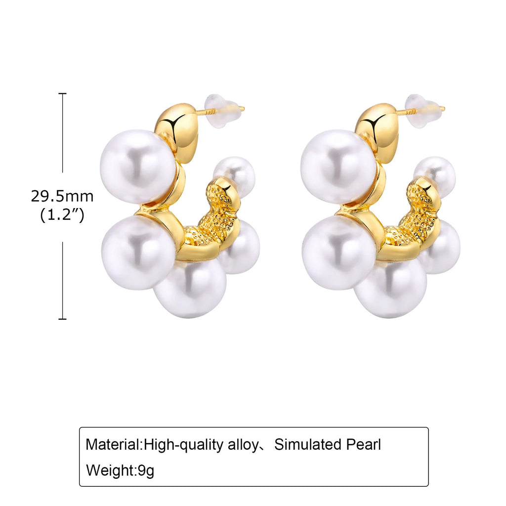Vintage Pearl Hoop Earrings – Hypoallergenic Stainless Steel Pearl Hoop Earrings SPOT EH-667G