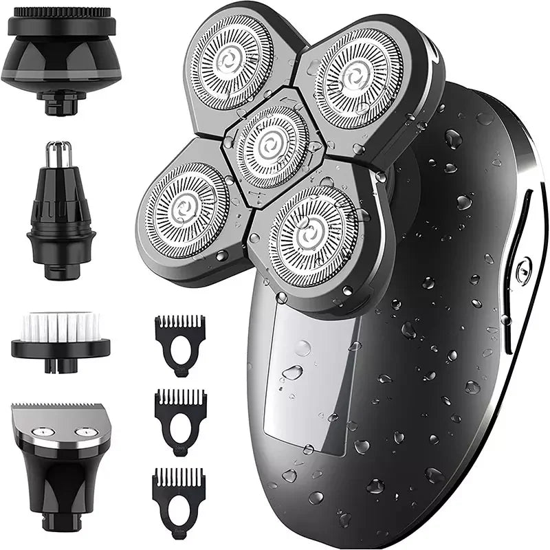 5-in-1 Men's Rotary Electric Shaver – IPX7 USB Rechargeable Electric Shaver SPOT Gold USB Type-C