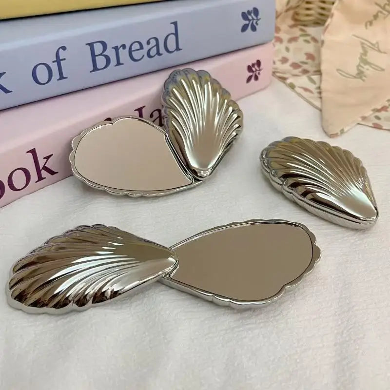 Foldable Seashell Compact Mirror – Double-Sided Travel Makeup Compact Makeup Mirror SPOT