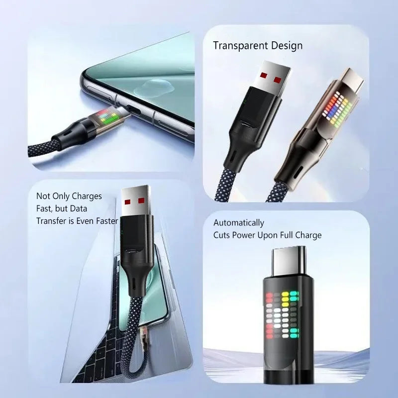 120W USB-C Fast Charging Cable 6A with LED Display | 6A USB-C Charging Cable SPOT