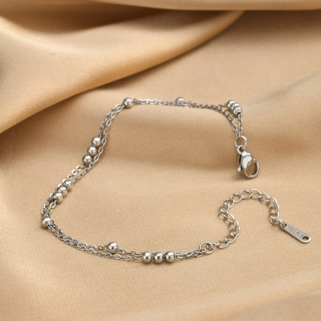 Dainty Double Layer Ball Bracelet – 18k Gold Plated Waterproof Chain Link Bracelet SPOT