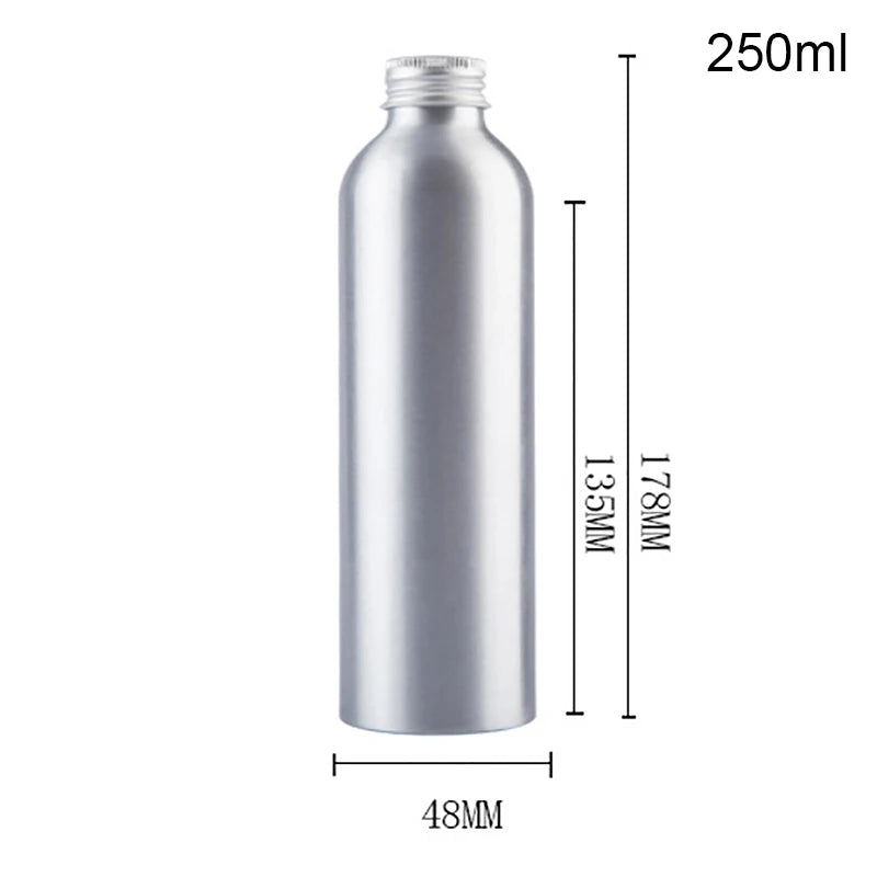 Silver Aluminum Refillable Bottle 30ml–250ml | Screw Cap Refillable Travel Bottle SPOT 250ml