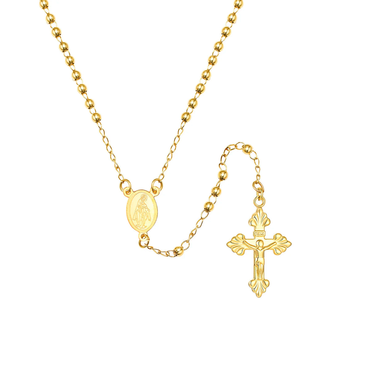 Rosary Bead Cross Necklace – St. Benedict & Guadalupe Pendant Pendant Necklace SPOT Default Title