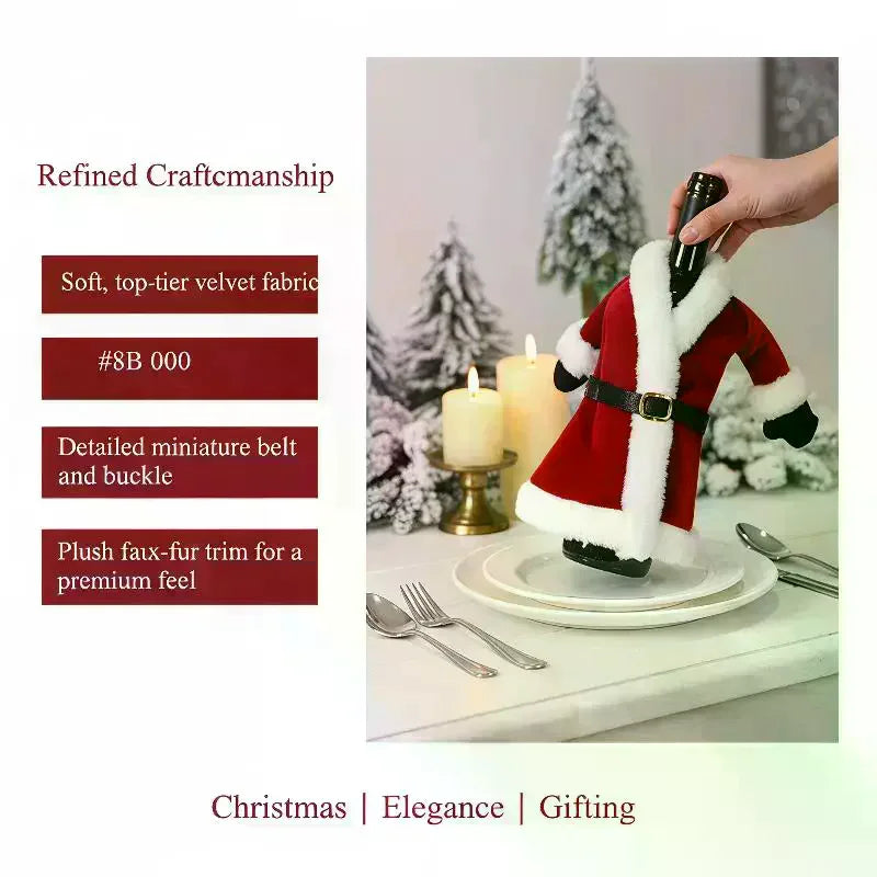 Christmas Velvet Wine Bottle Cover – Santa Festive Decor Holiday Bottle Cover SPOT