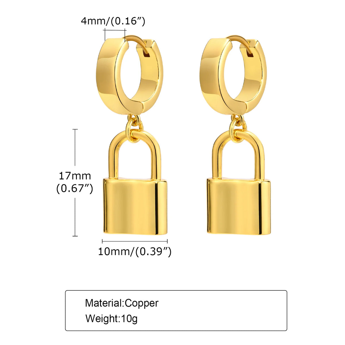 18K Gold Plated Padlock Huggie Hoop Earrings for Women Huggie Hoop Earrings SPOT