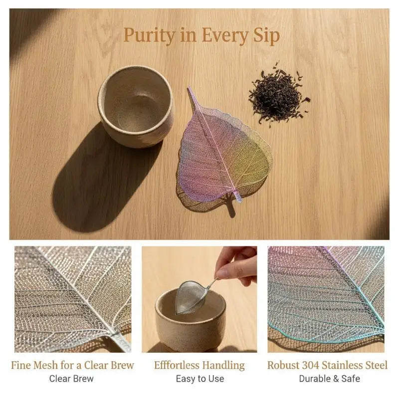 Bodhi Leaf Stainless Steel Tea Strainer – Iridescent Infuser Tea Strainer SPOT
