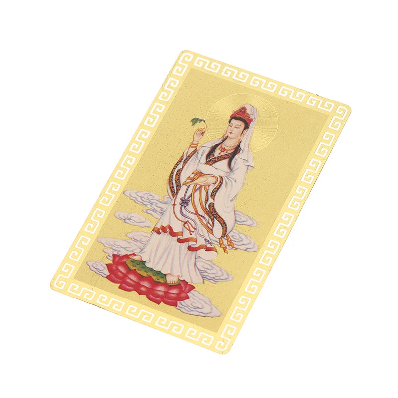 Brass Guanyin Bodhisattva Heart Sutra Gold Card – Luck & Blessing Spiritual Talisman Card SPOT Gold
