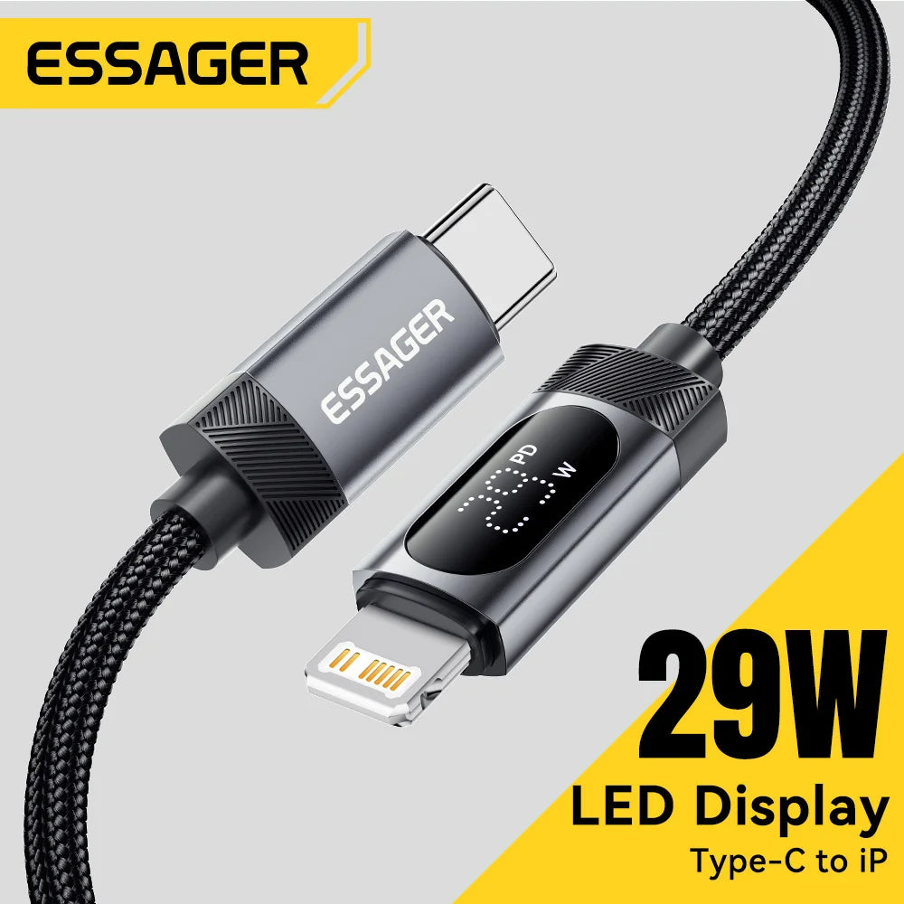 Essager USB-C to Lightning Cable – Digital Display PD 29W Fast Charge USB Charging Cable SPOT