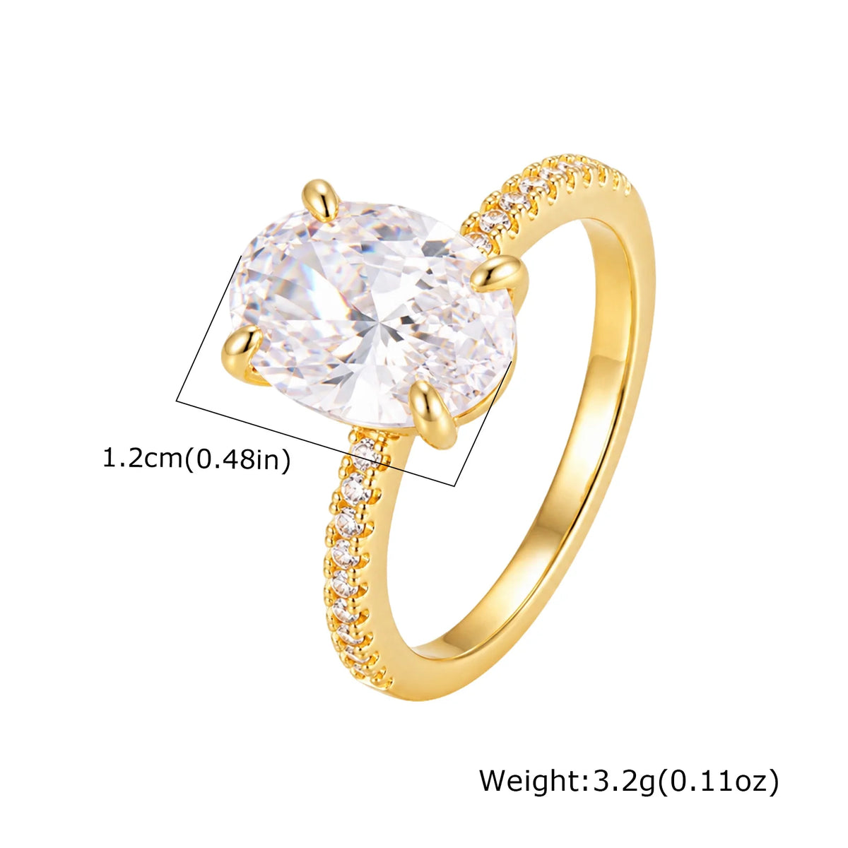 Meaeguet Oval CZ Solitaire Ring – 18K Gold Plated Women's Ring CZ Solitaire Ring SPOT