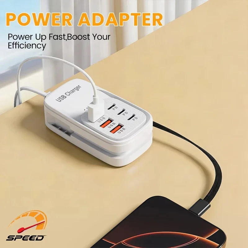 6-in-1 Desktop Charging Station | 3 USB-A & 3 PD Type-C Ports Desktop Charging Station SPOT