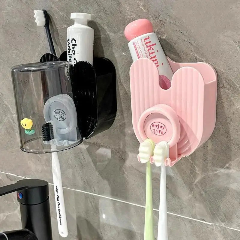 Wall-Mounted Toothbrush Holder & Cup Set – Bathroom Organizer Toothbrush Holder Set SPOT