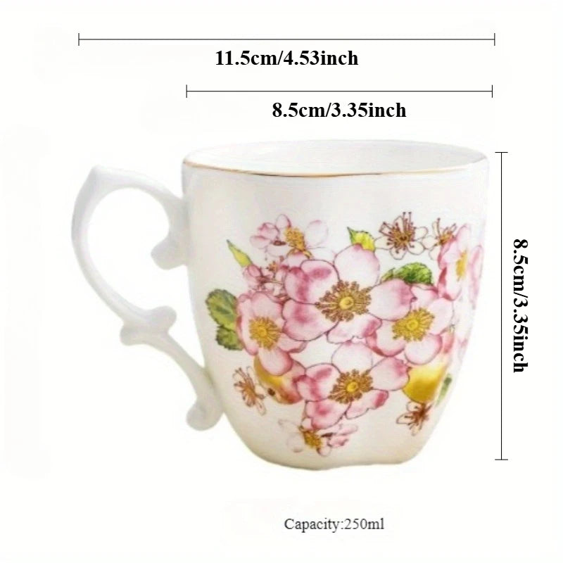 Bone China Luxury Tea Cup – Flower Handle & Gold Gilding Luxury Teacup SPOT