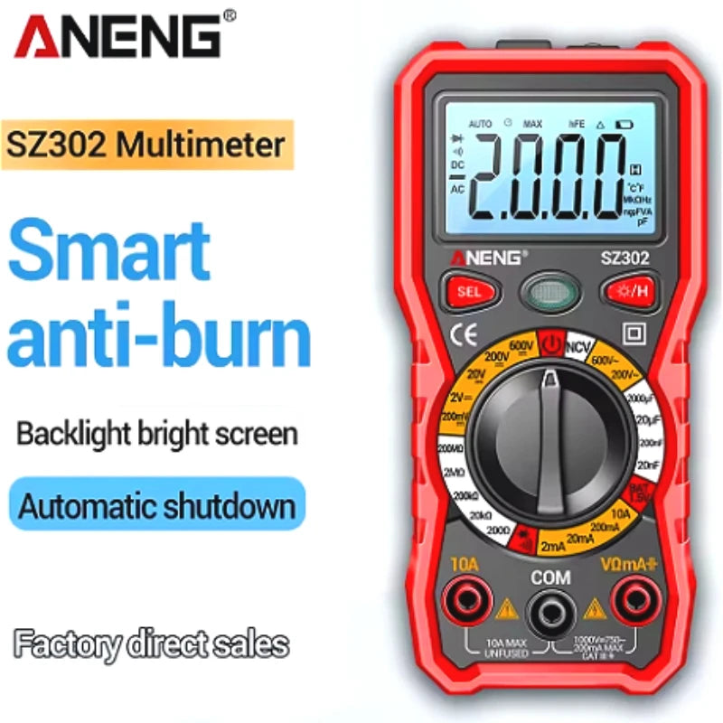ANENG SZ302 Auto-Range Digital Multimeter AC/DC NCV Tester Digital Multimeter SPOT