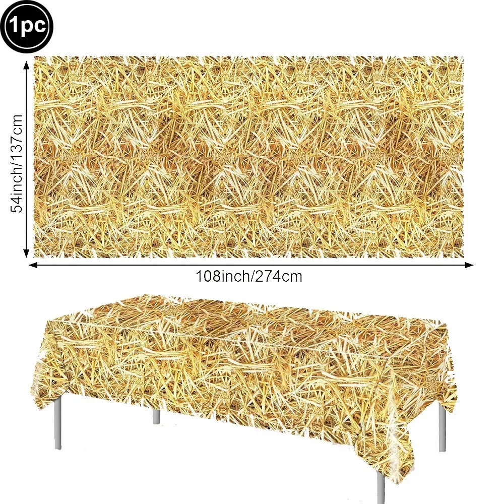 Straw Hay Table Covers – Western Farm Cowboy Party Supplies Party Table Cover SPOT 1pc