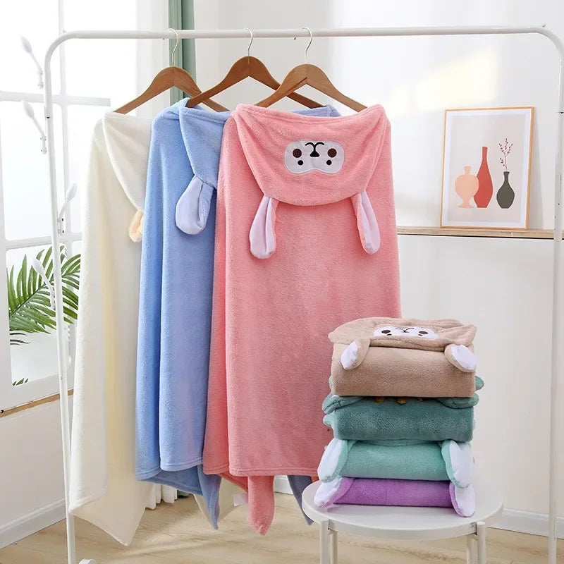 Kids Hooded Bath Towel – Soft Coral Fleece Cartoon Cape Kids Hooded Towel SPOT