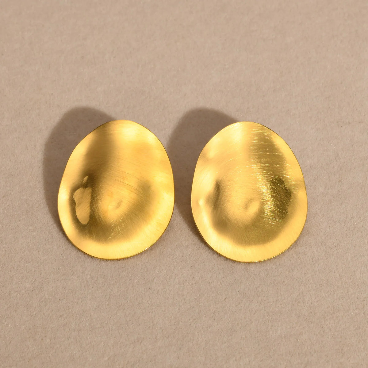 Meaeguet Matte Oval Stud Earrings – Stainless Steel, Gold Stud Earrings SPOT