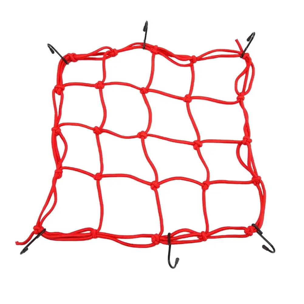 Motorcycle Luggage Net 6-Hook Bungee Mesh 30×30cm | ATV Scooter Motorcycle Luggage Net SPOT Red