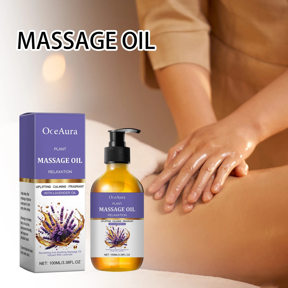 OceAura Lavender Body Massage Oil – Moisturizing & Relaxing Body Massage Oil SPOT