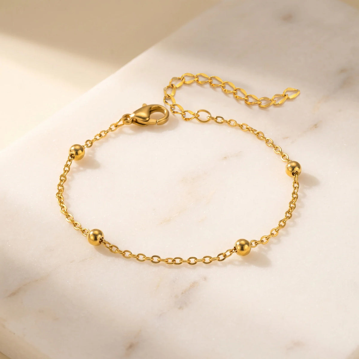 18K Gold Plated Beaded Bracelet – Minimalist Women's Jewelry Beaded Chain Bracelet SPOT