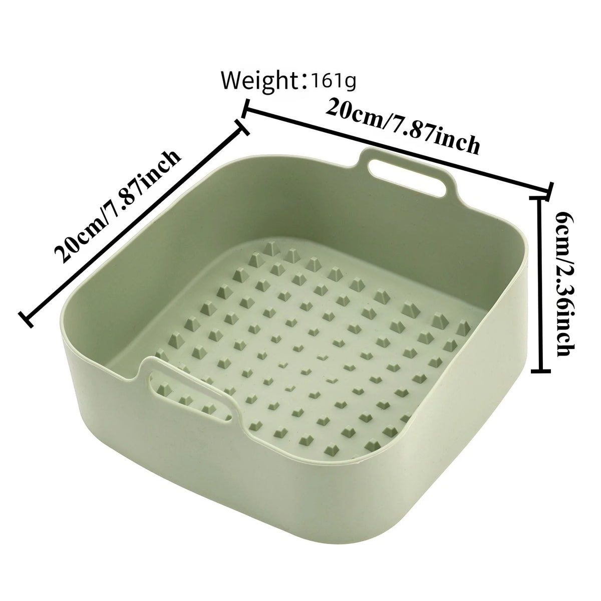 Square Silicone Air Fryer Liner – Reusable Non-Stick Basket Air Fryer Liner SPOT Light Green