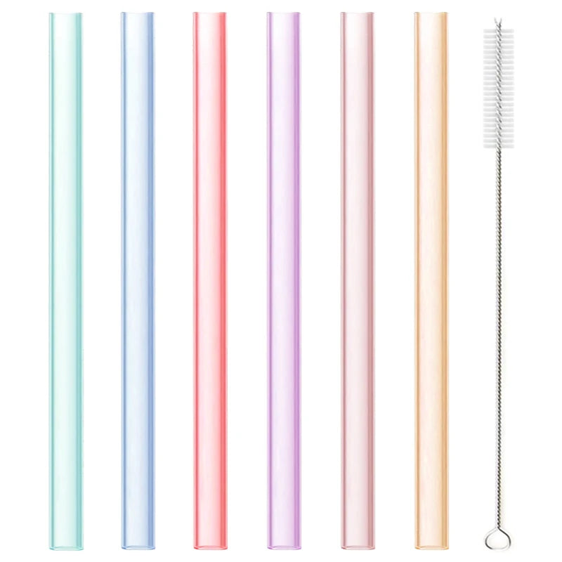 KEMORELA 6-Pack Reusable Silicone Straws with Cleaning Brush Reusable Silicone Straws SPOT Large