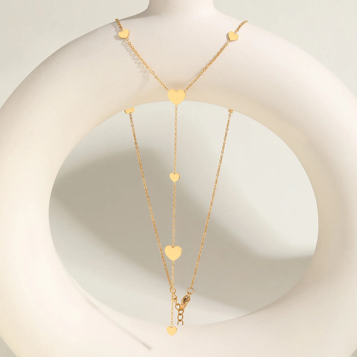 Heart Drop Lariat Y Necklace – 18K Gold Stainless Steel Women Lariat Chain Necklace SPOT