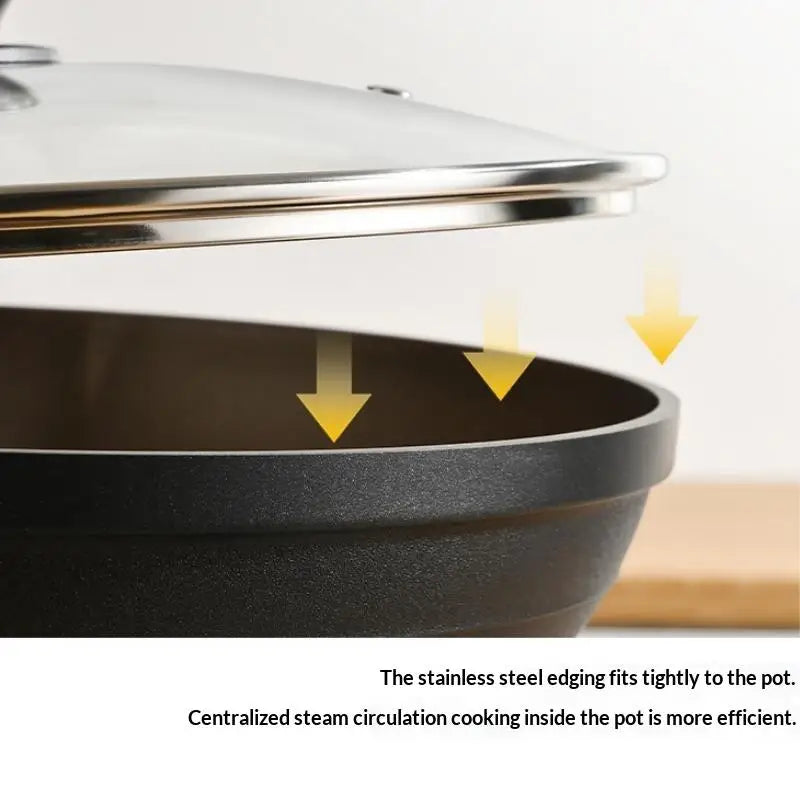 Tempered Glass Round Pot Lid with Steel Rim – 14 to 34cm Glass Pot Lid SPOT