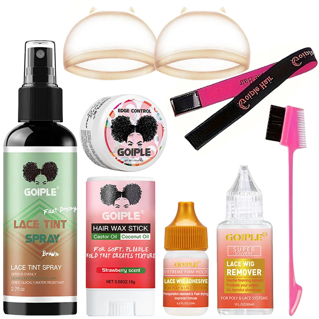 Goiple Wig Install Kit – Lace Tint, Adhesive & Edge Control Wig Installation Kit SPOT B-16-30-15-30-8pcs