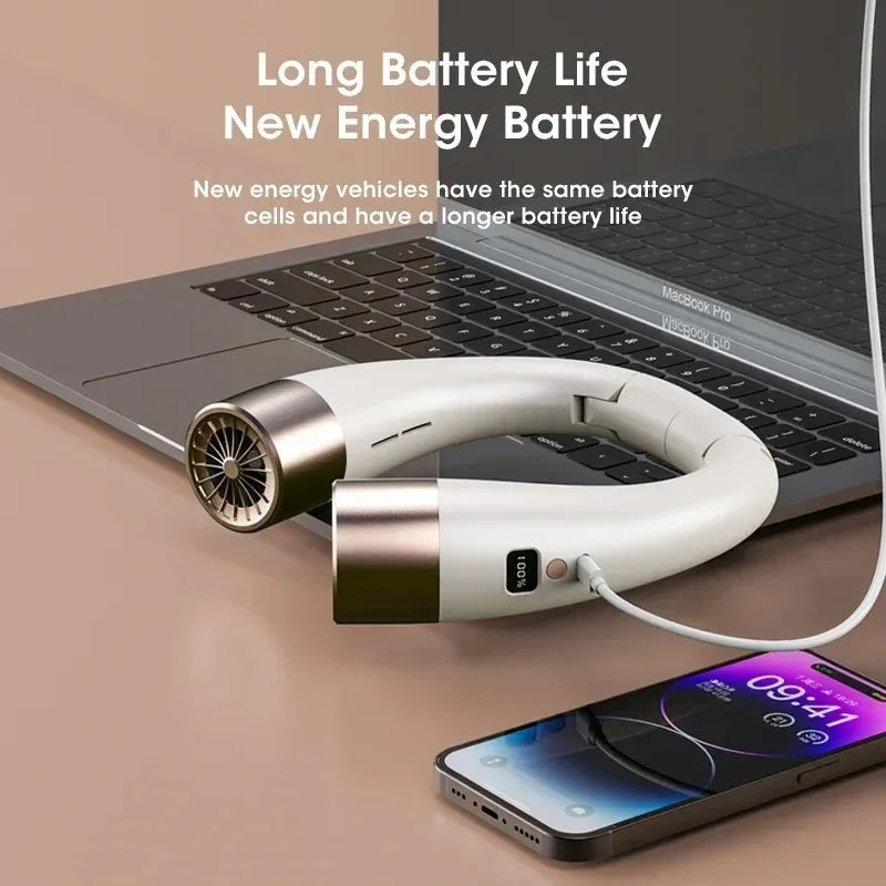 Hands-Free Bladeless Neck Fan – 5-Speed USB-C Rechargeable Wearable Neck Fan SPOT